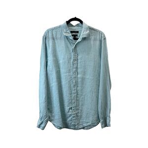 Banana Republic Mens Size L Camden Standard Fit Blue Linen Button Front Shirt